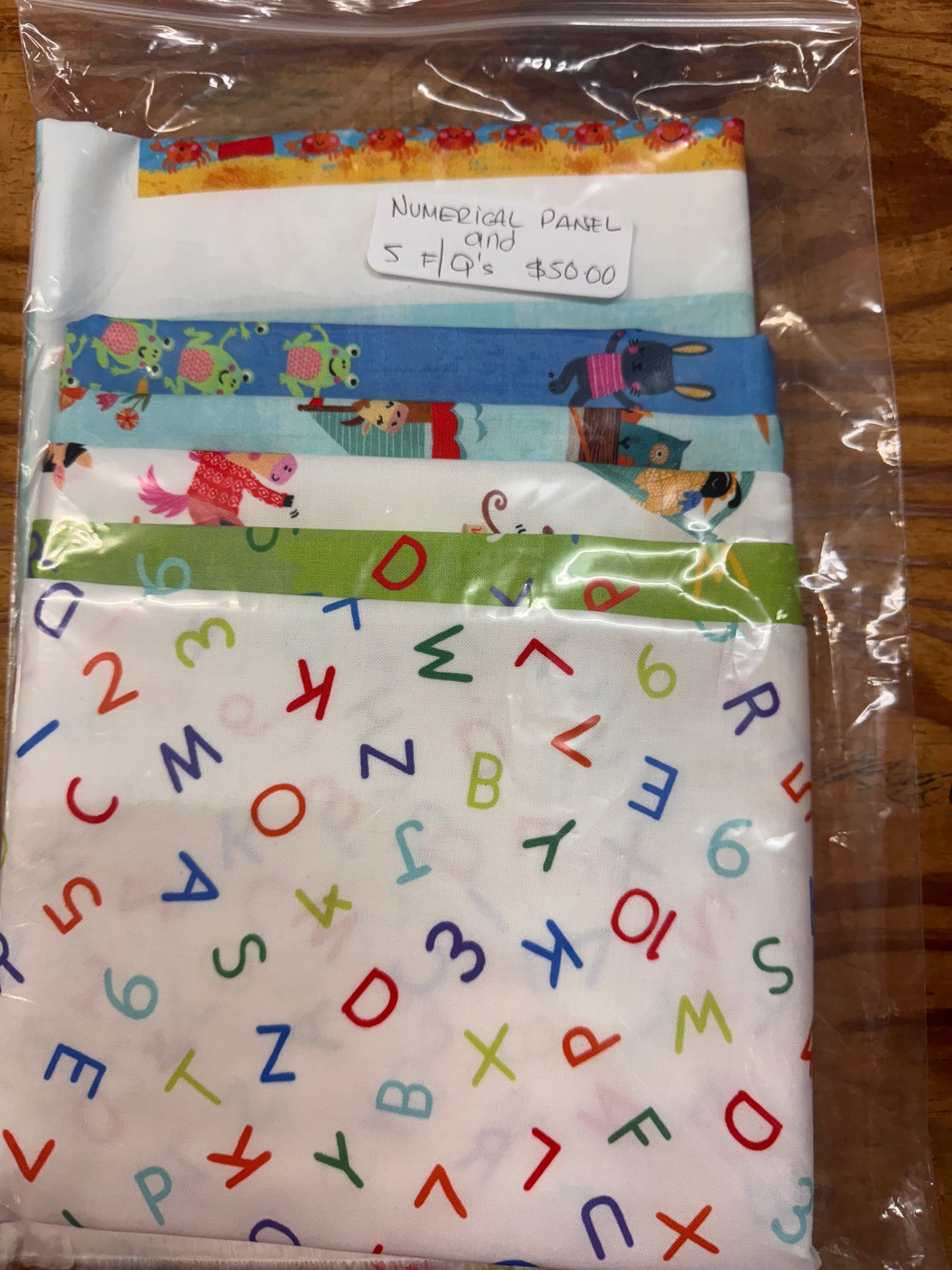 Robert Kaufman - Fun-2-3 - Number Panel Kit with Five matching Fat Quarters.