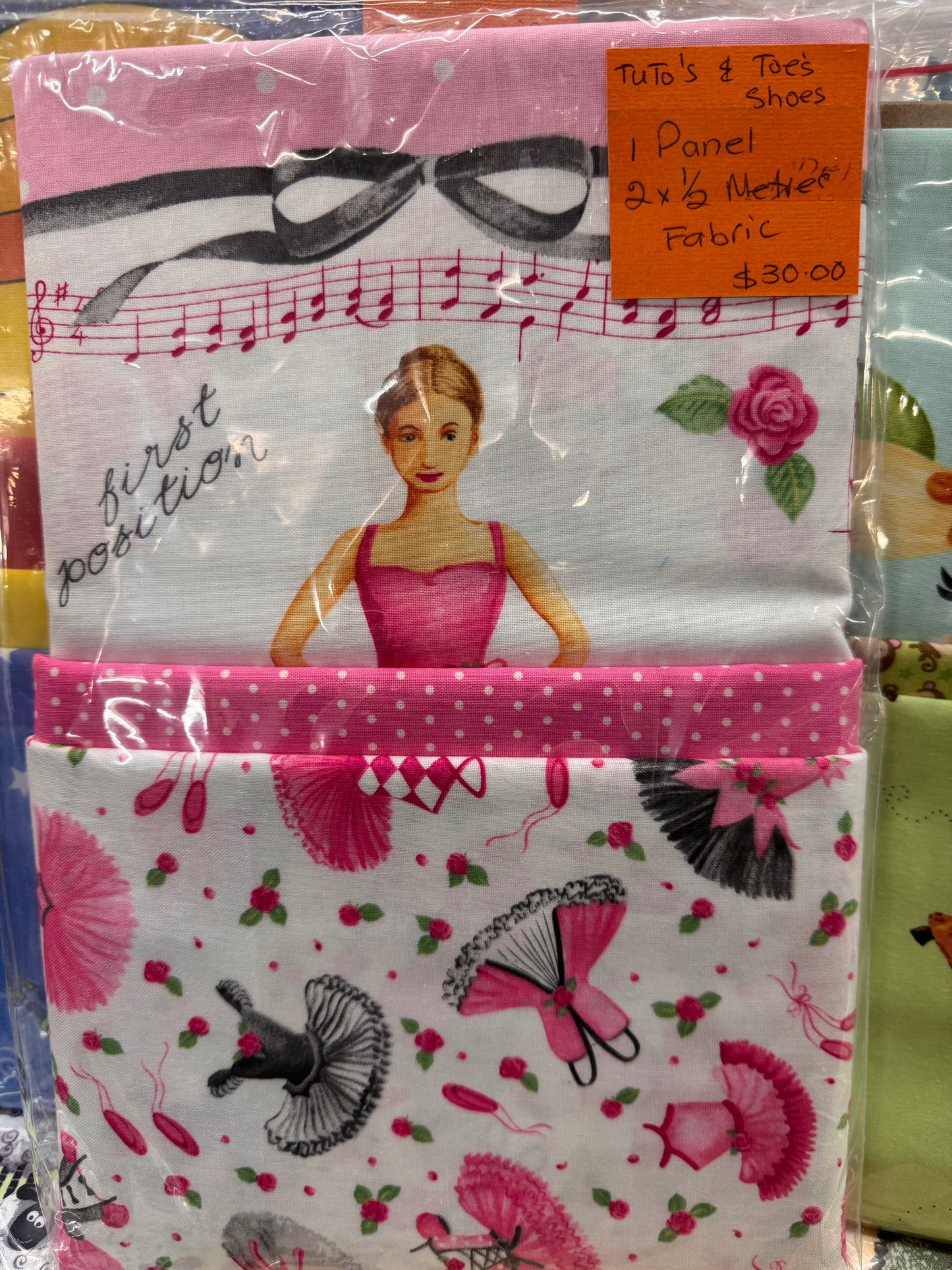 Ballerina Panel Kit - Cotton Fabric Panel with 2 x 1/2m pieces of matching fabric
