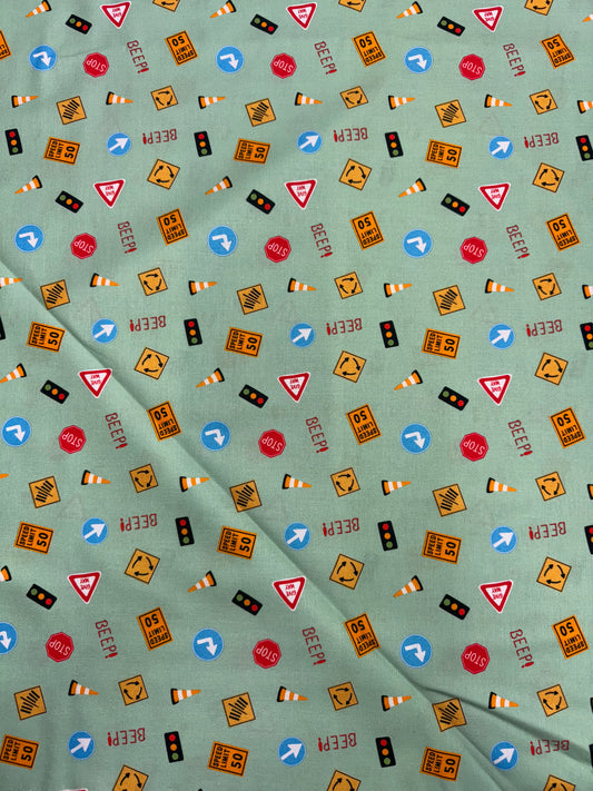 Peak Hour Green Signs Fabric