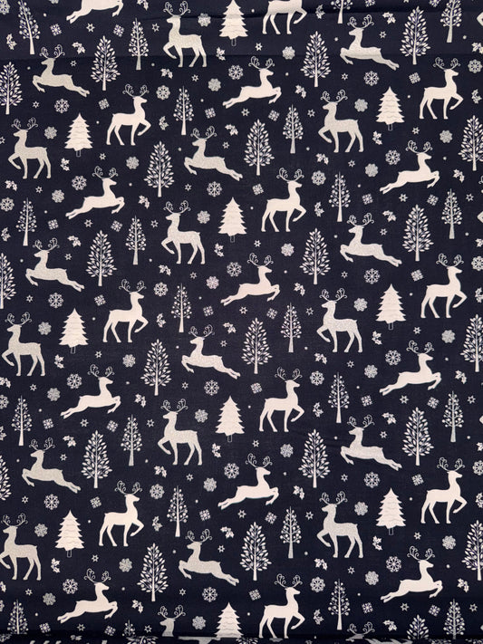 Christmas Silver Reindeer on Blue