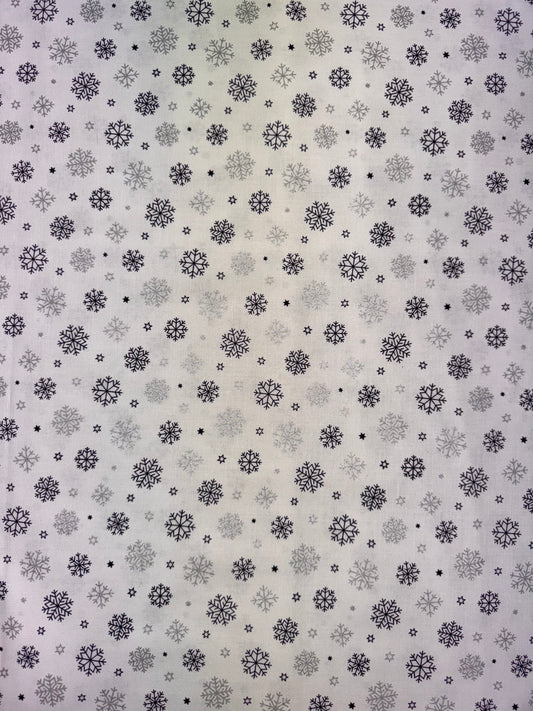 Christmas Silver and Blue Snowflakes on White
