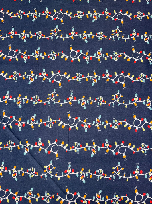 DV6268 Christmas Lights on Blue Fabric