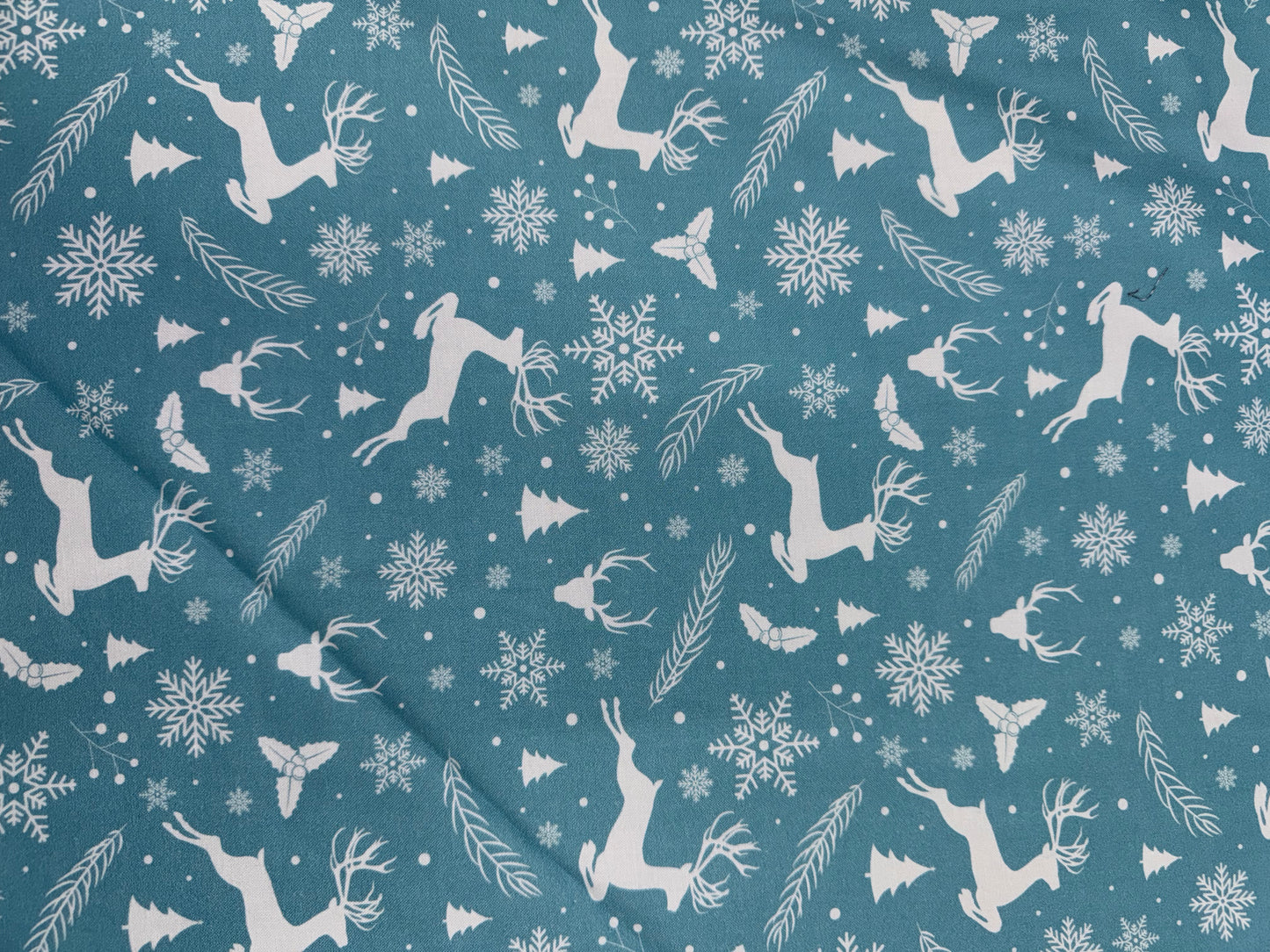 Christmas White Reindeer on Light Blue