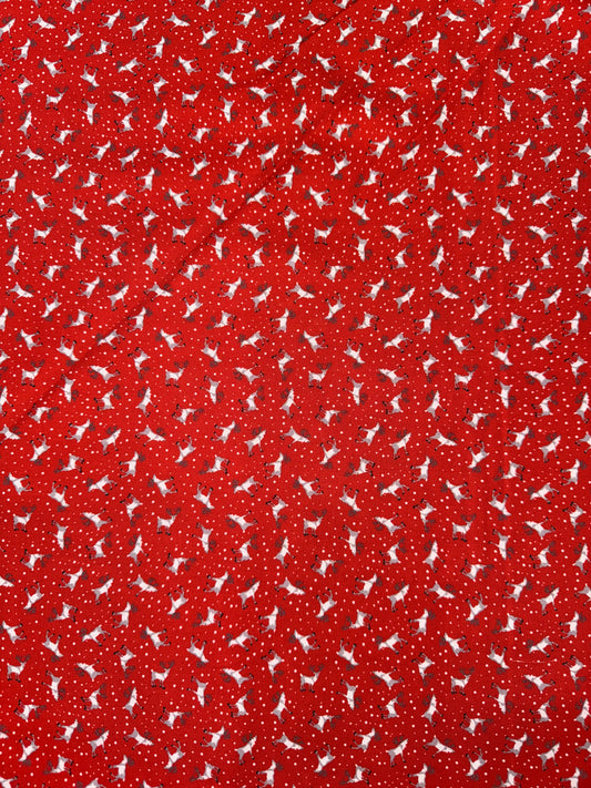 Norwegian Christmas Reindeers on Red Background.