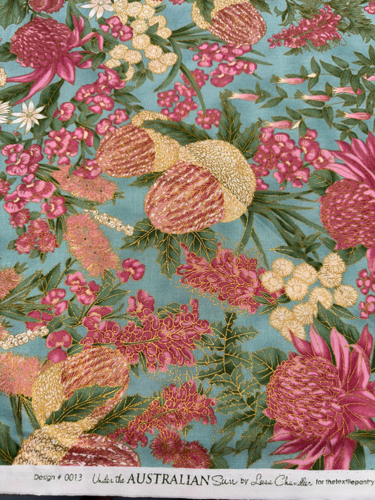 Under the Australian Sun - Floral - Classic Teal/Pink 3.5m available