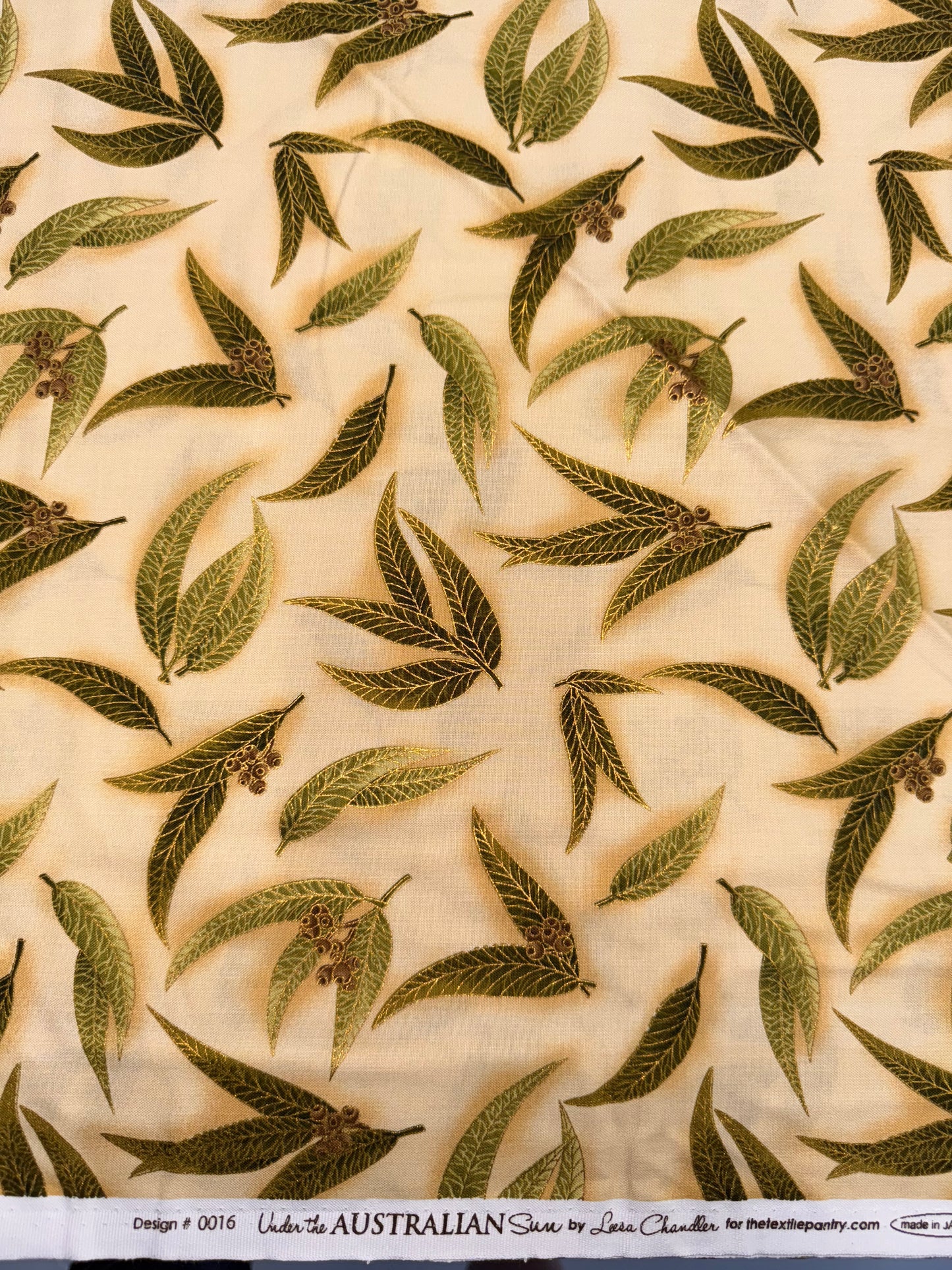 Under the Australian Sun - Gumleaves Olive/Taupe 1m available