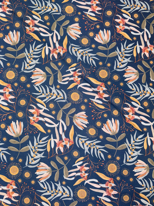 Flora and Fauna on Blue background