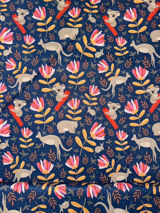 Flora and Fauna Animals on Blue background