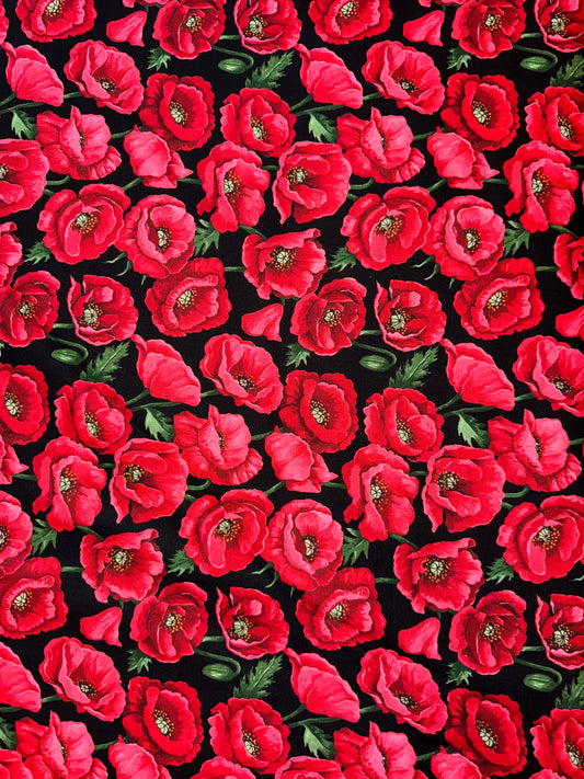 Poppies on black background. 1.0m available