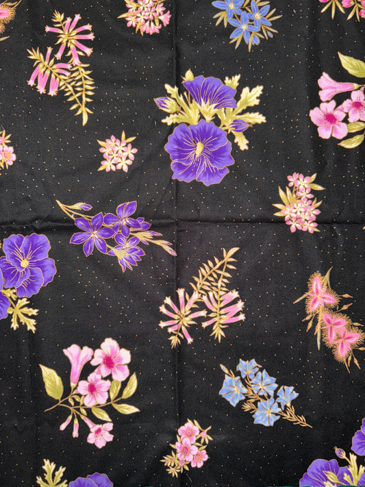 Under the Australian Sun - Floral on Black background 1.5m available