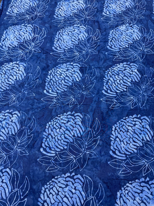 Batik Wideback in Blue Waratah  pattern. 13.7m available.   BA873
