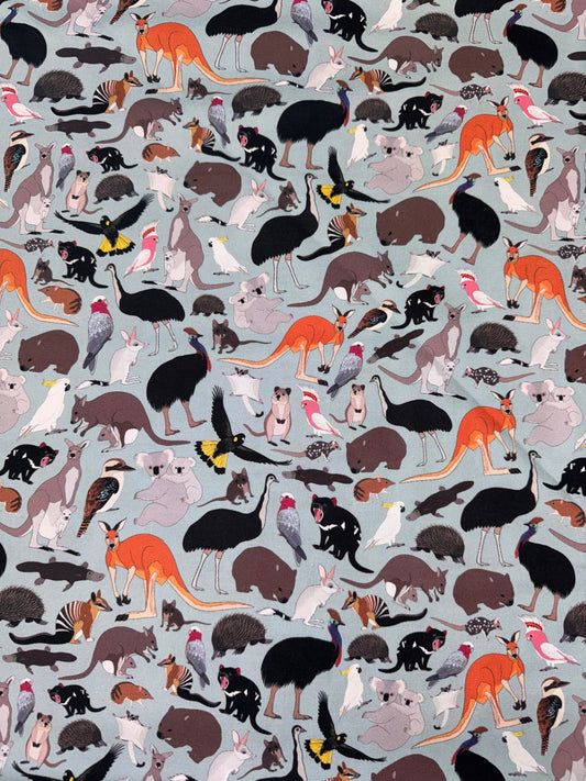 Red Parka Aussie Icons on blue background DV6281