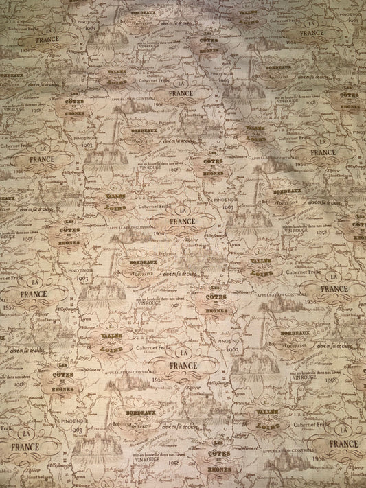 Wine Tasting Cream Coloured Map of France's Wine Regions Y4576-59