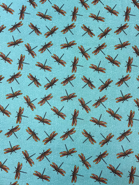 Small Wonders Dragonfly Turquoise Fabric