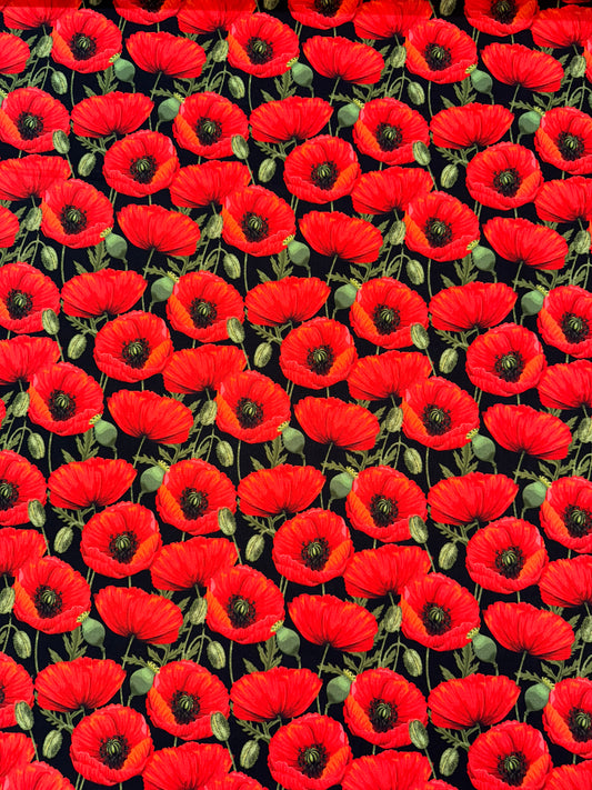 Honour the Light Brigade Poppies on black background