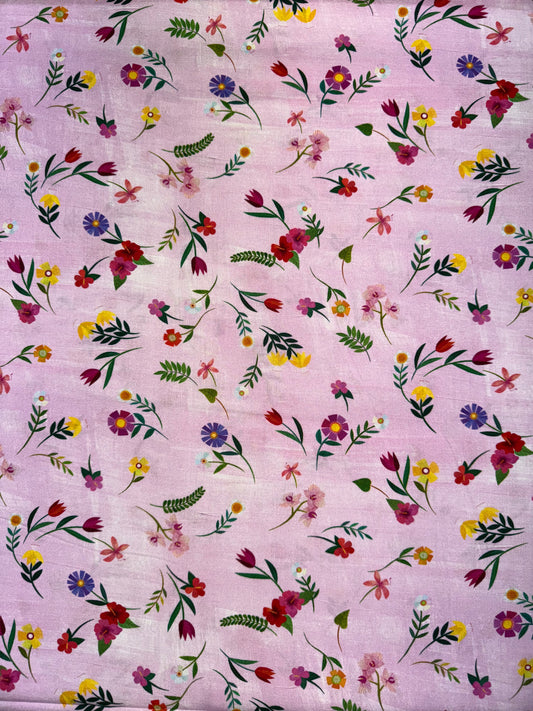 Jungle Menagerie Flower on Pink Background