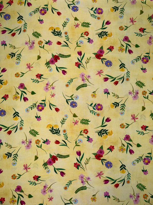 Jungle Menagerie Flower on Canary Yellow Background