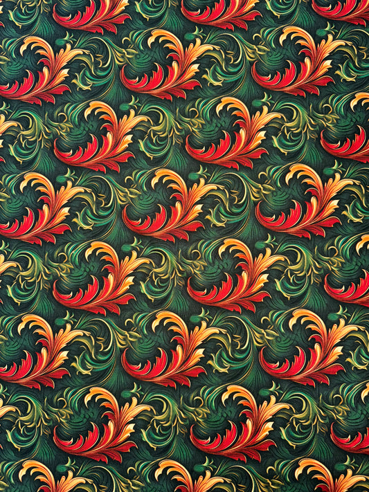 Christmas Green, Red and Gold Swirls