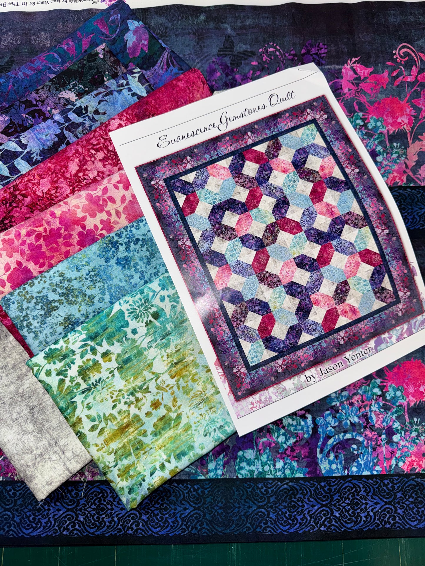 Evanescence Gemstones Quilt Kit - Magenta - 83.5" x 99.5"  Jason Yenter Design. Only 2 available.
