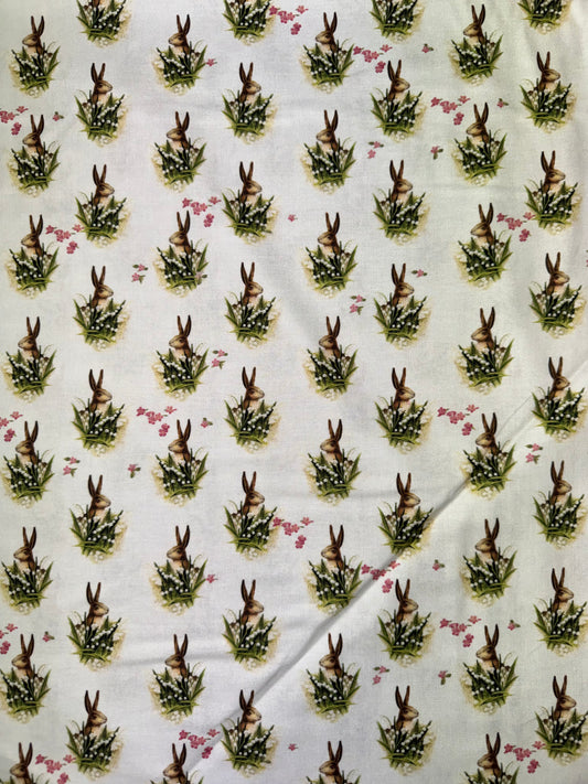 Springtime Easter Rabbits on cream background
