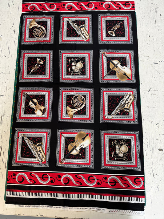 Music Panel Kit with 4 coordinating fabrics, Red and Black