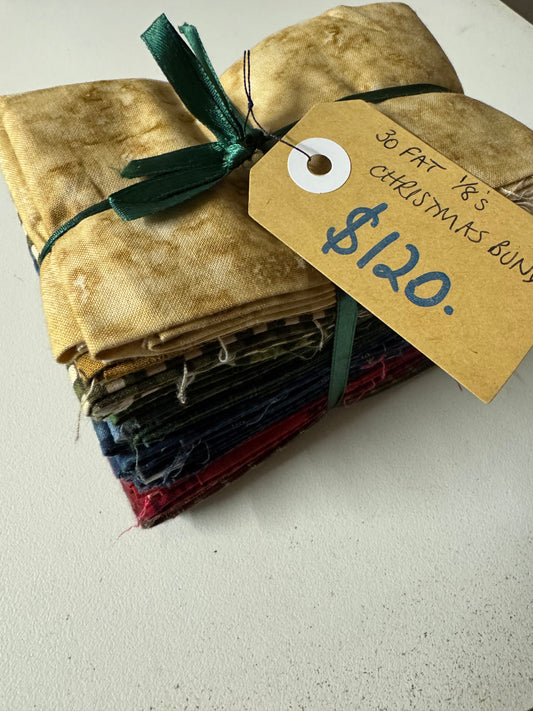 Christmas Set of 30 Fat 1/8's - Reds, Greens, Beiges and Blues