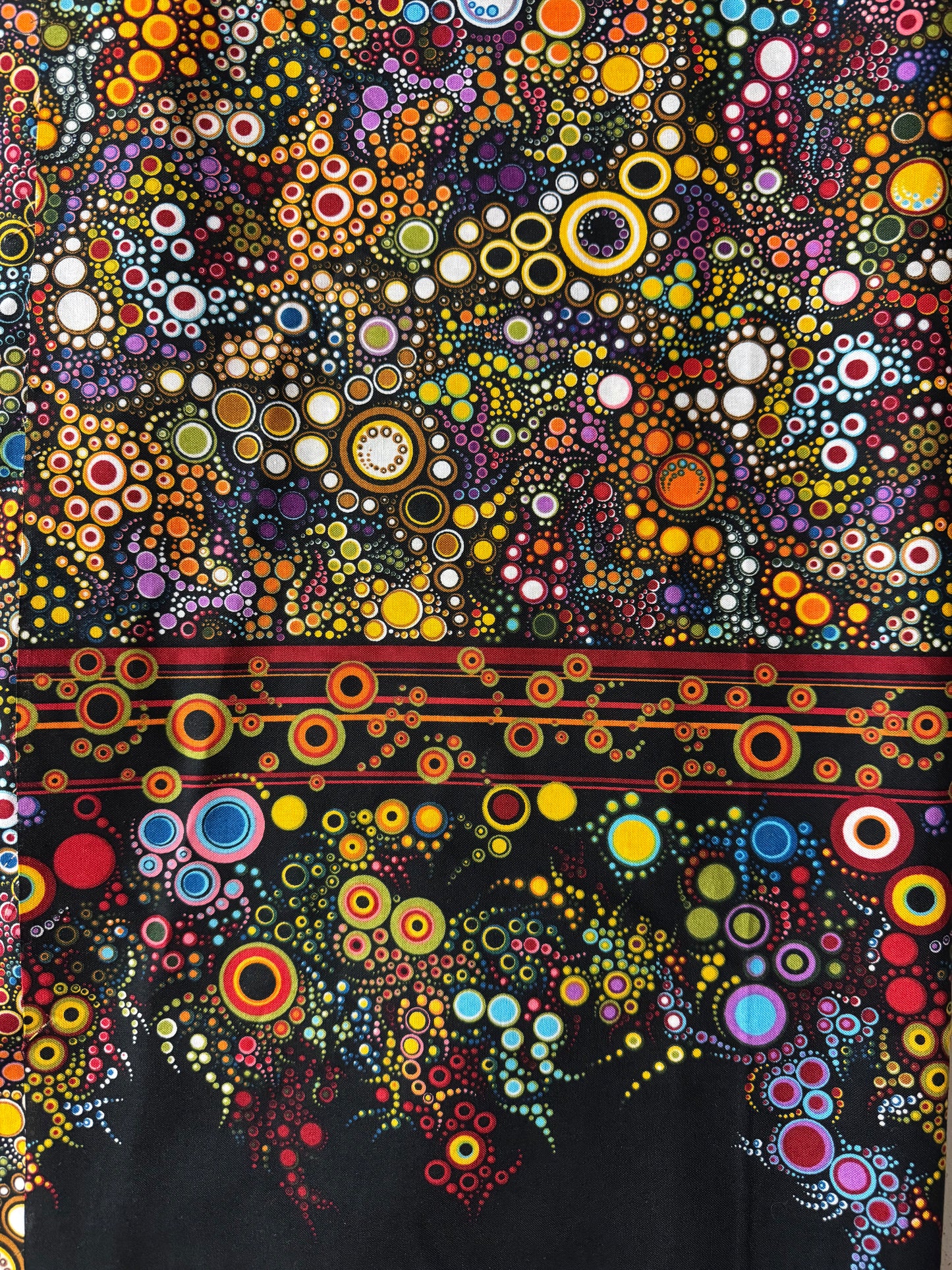 Robert Kaufman - Effervescence Border Print - Reds Blues and Oranges
