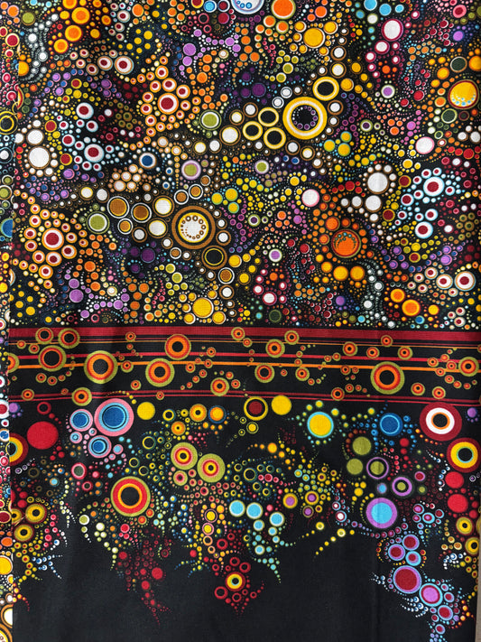 Robert Kaufman - Effervescence Border Print - Reds Blues and Oranges