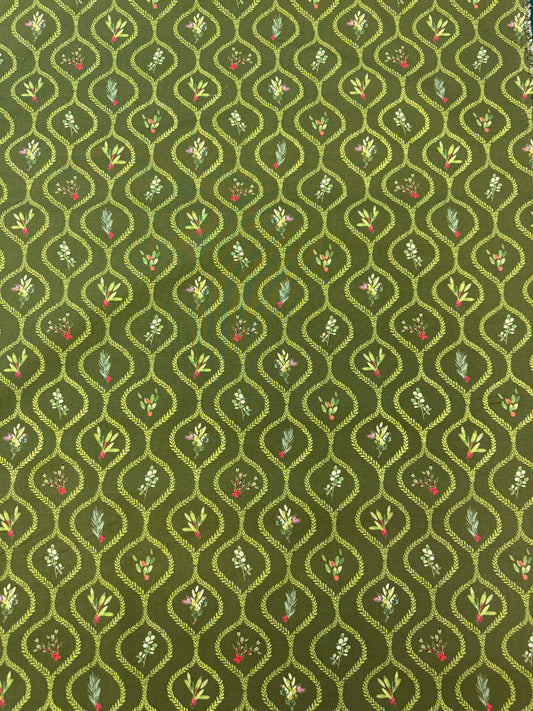 Very Berry Christmas Fabric in Green