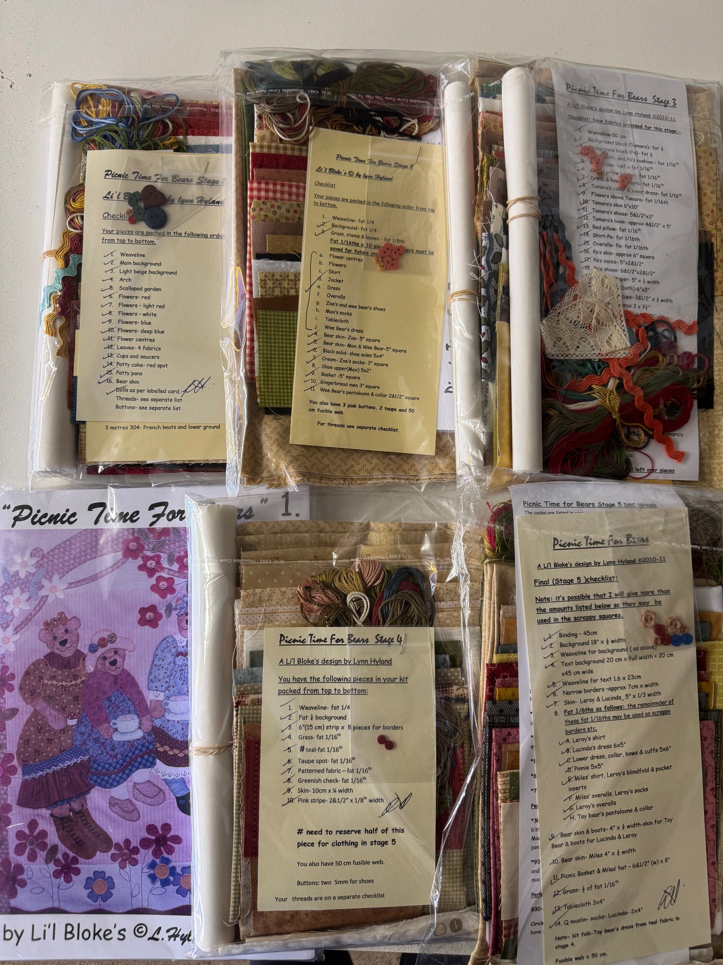 Li'l Blokes - Picnic Time for Bears - Quilt Kit and Fabric Set . Pre-Loved Treasure.