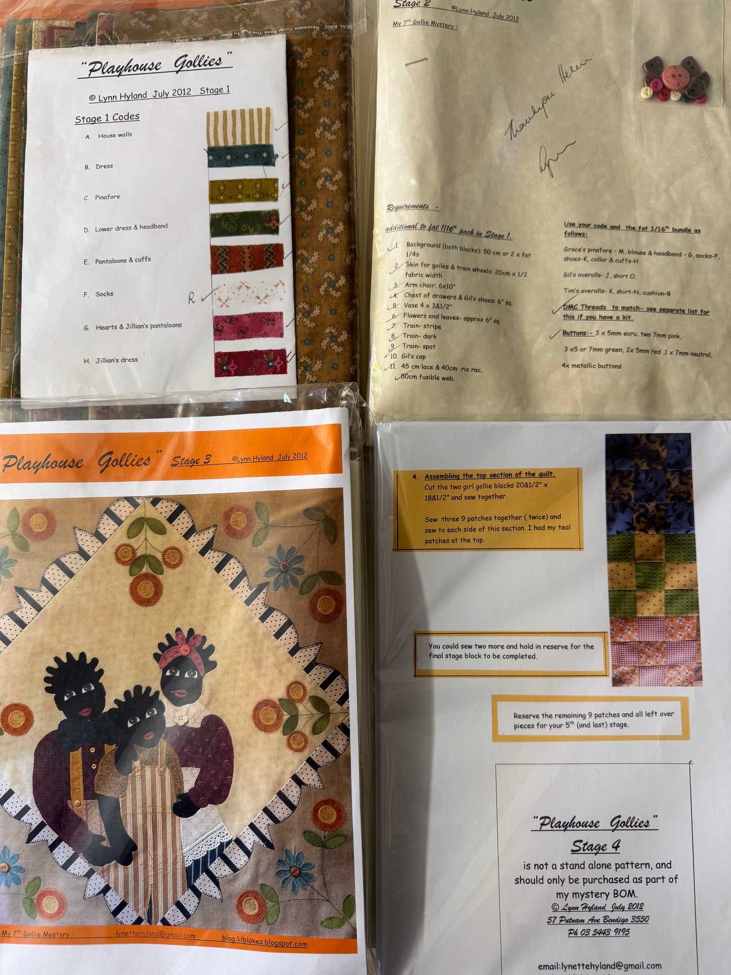 Li'l Blokes - Playhouse Gollies - Quilt Kit and Fabric Set . Pre-Loved Treasure.