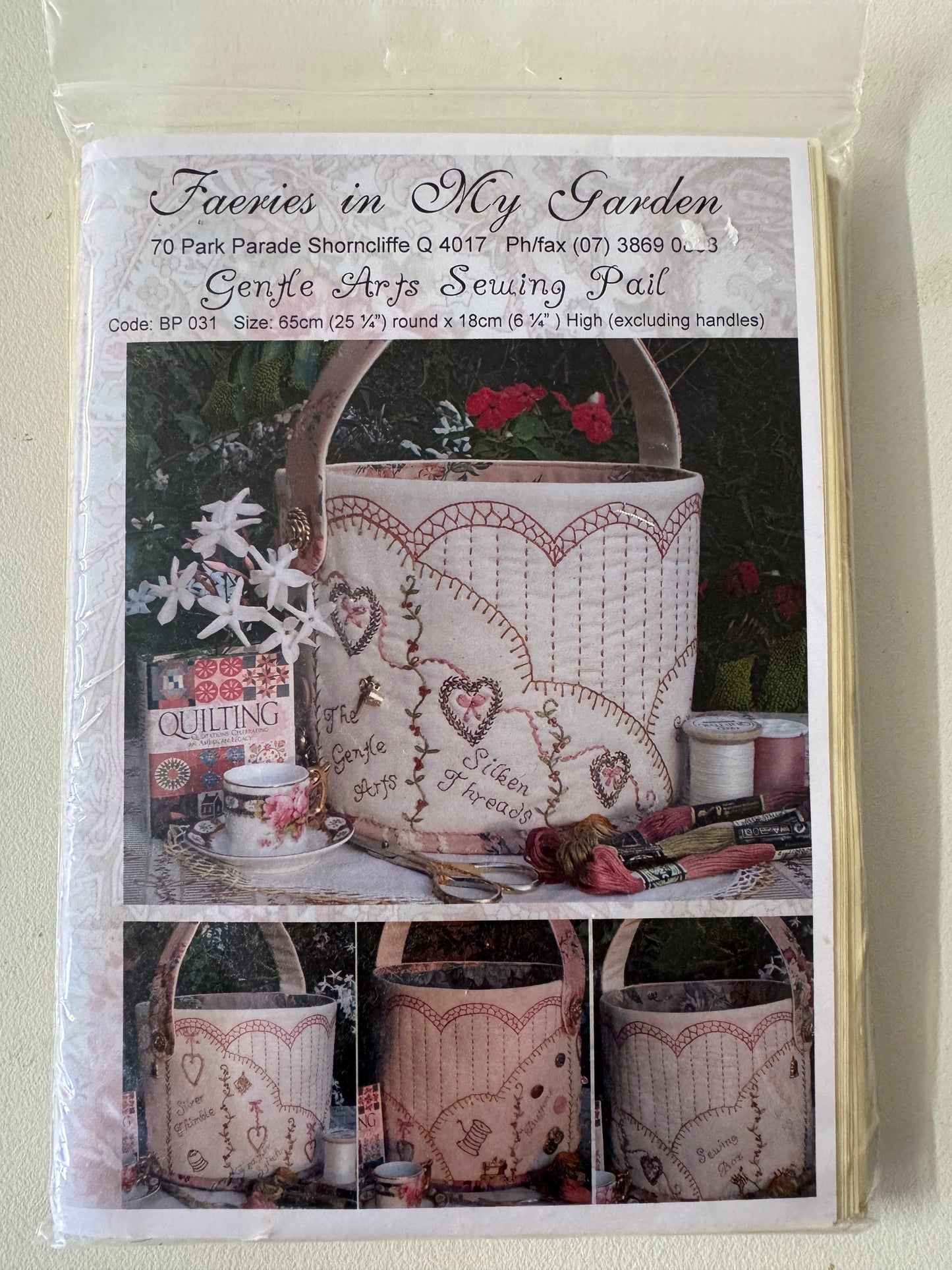 Faeries In my Garden - Gentle Arts Sewing Pail - Pattern and Kit
