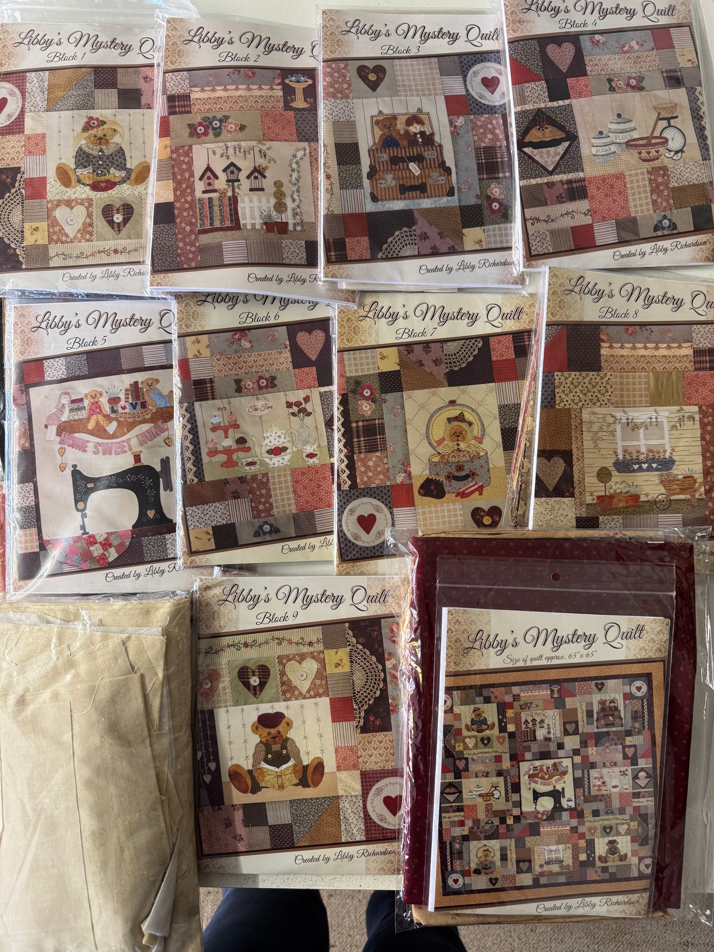Libby's Mystery Quilt by Libby Richardson - Quilt Kit - 10 Patterns and Fabric set  65" x 65"