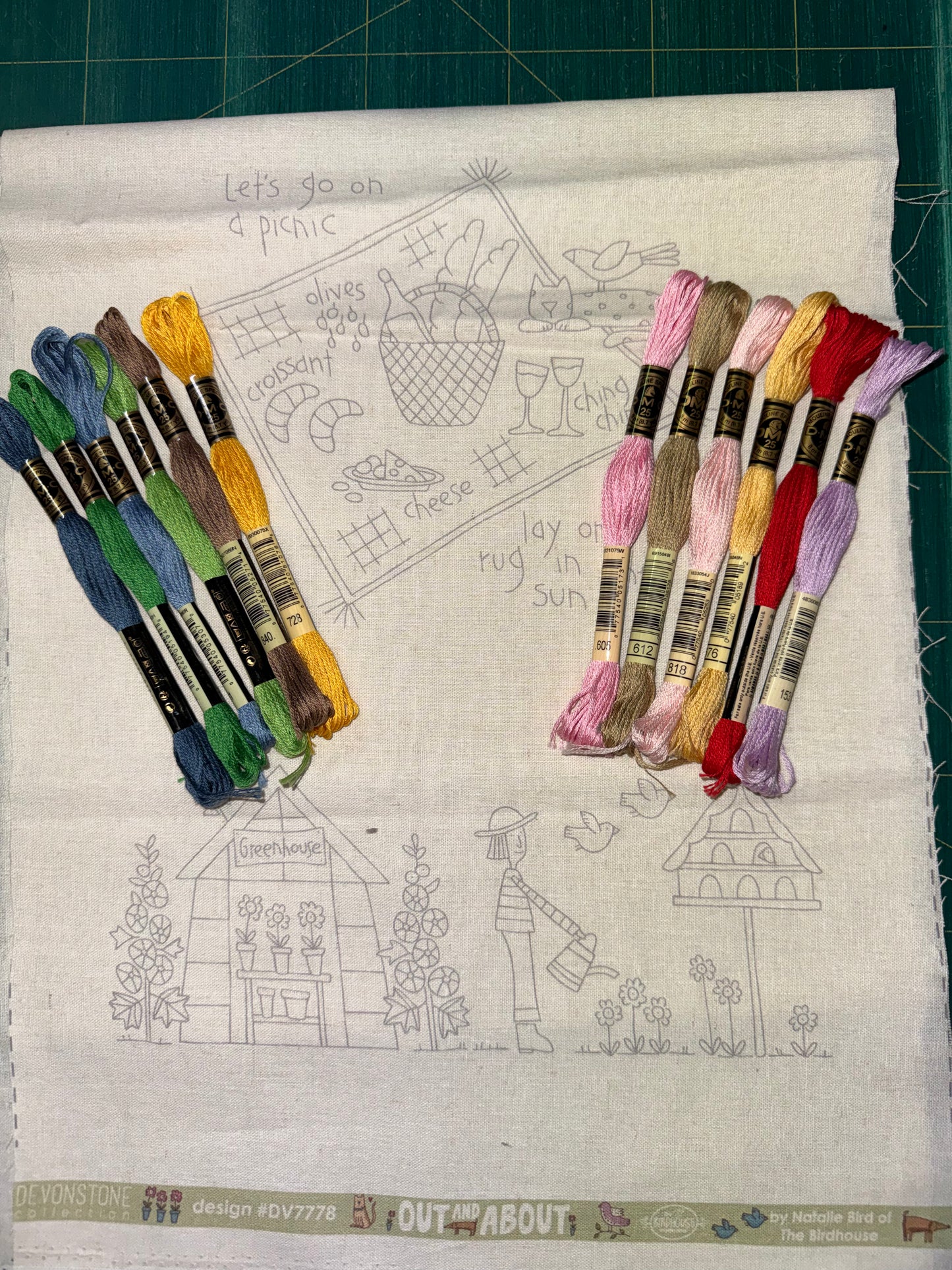 DV7778 Stitchery Kit - Out and About by Natalie Bird with 12 DMC threads and 1 needle