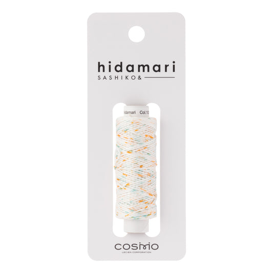 Cosmo Sashiko Thread 302.102 White with Mottled Orange and Teal