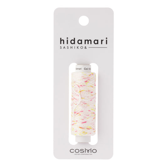 Cosmo Sashiko Thread 302.103 White with Mottled Yellow and Pink