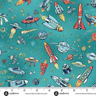 Orbit - Rocketships on Teal