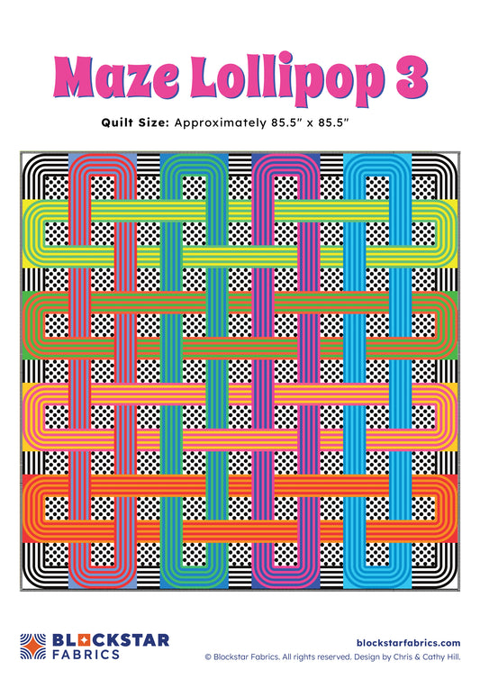 Blockstar Lollipop Maze Lollipop 3 Fabric and Pattern Kit - 85.5" x 85.5"