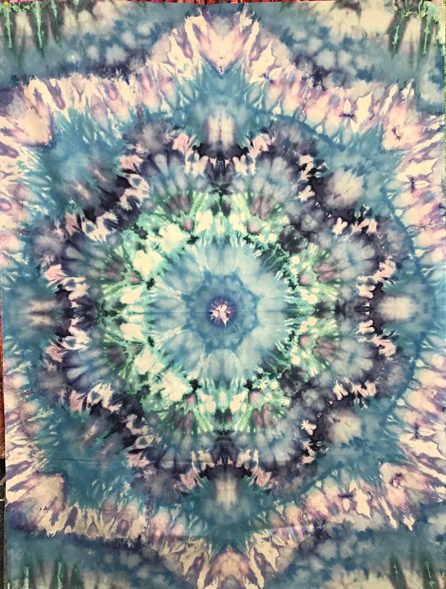 Hand Dyed Mandala in Blues & Purples 42" x 42"