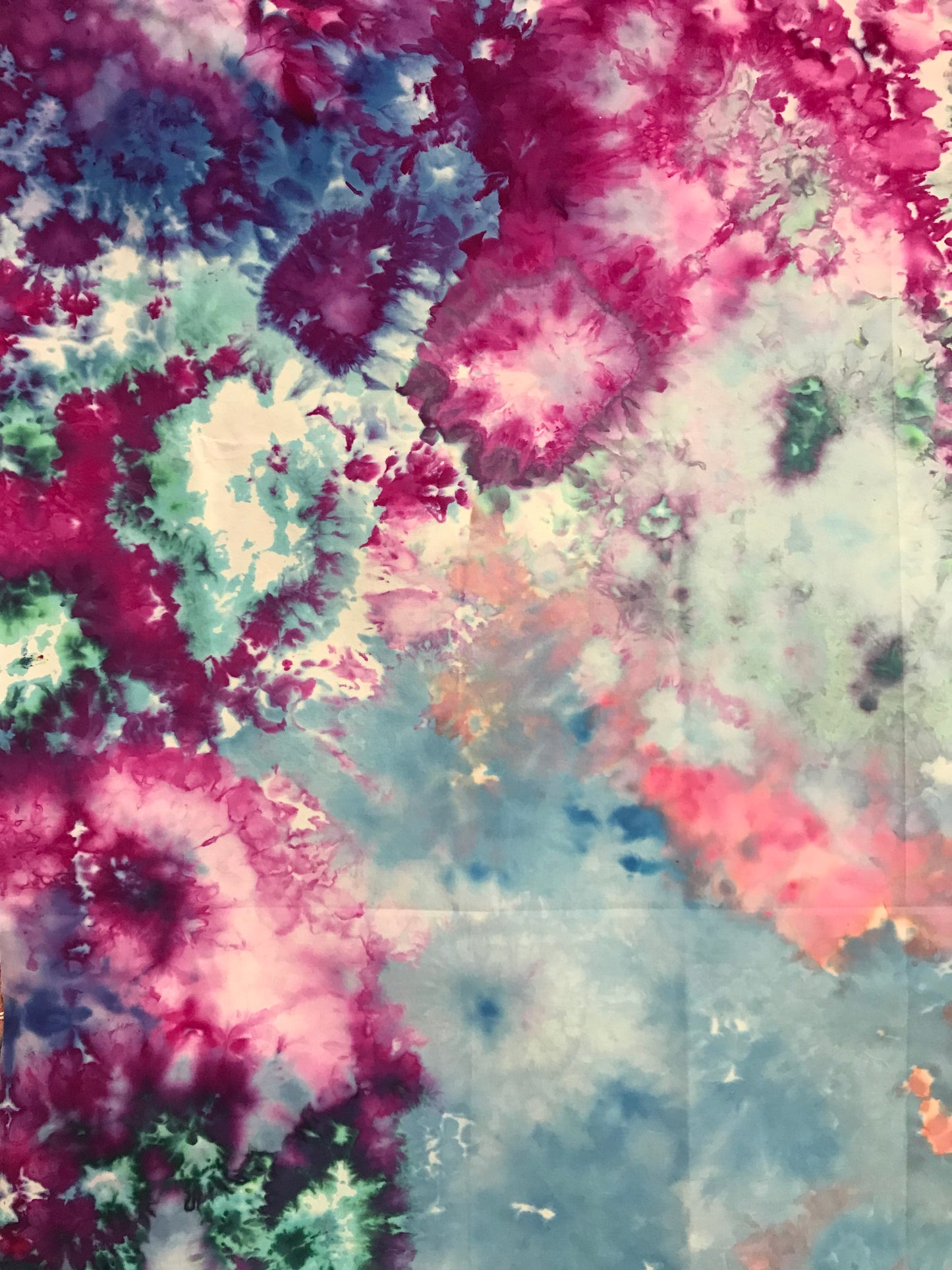 Hand Dyed Tie Dye in Rainbow Colours 42" x 42"