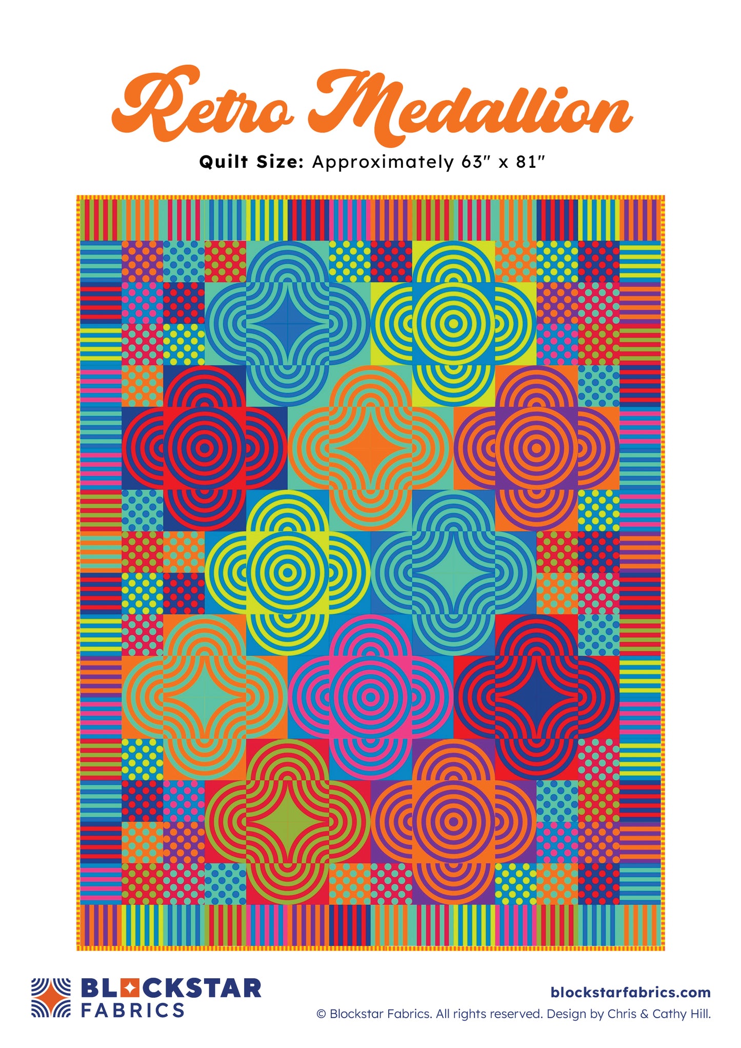 Blockstar Retro Medallion Fabric and Pattern Kit - 63" x 81"