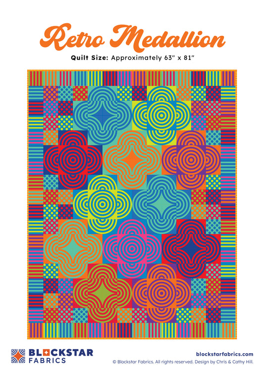Blockstar Retro Medallion Fabric and Pattern Kit - 63" x 81"