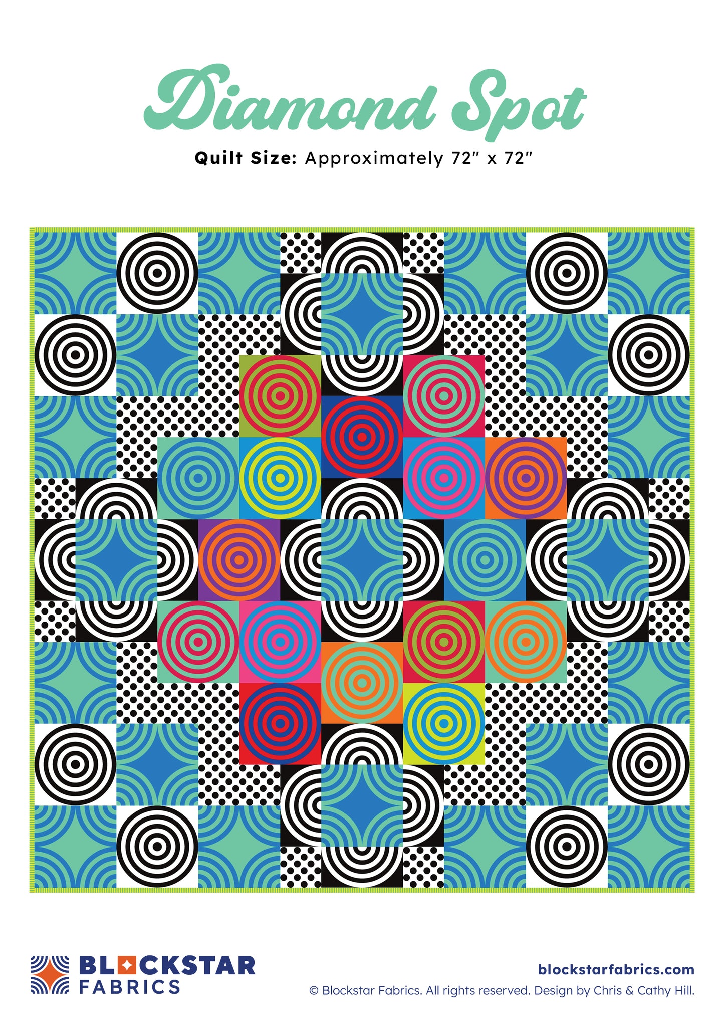 Blockstar Retro Diamond Spot Fabric and Pattern Kit - 72" x 72"