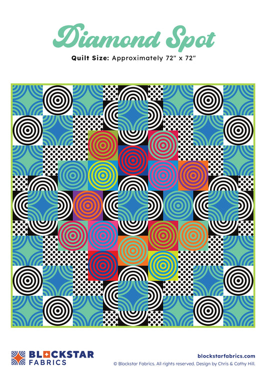 Blockstar Retro Diamond Spot Fabric and Pattern Kit - 72" x 72"