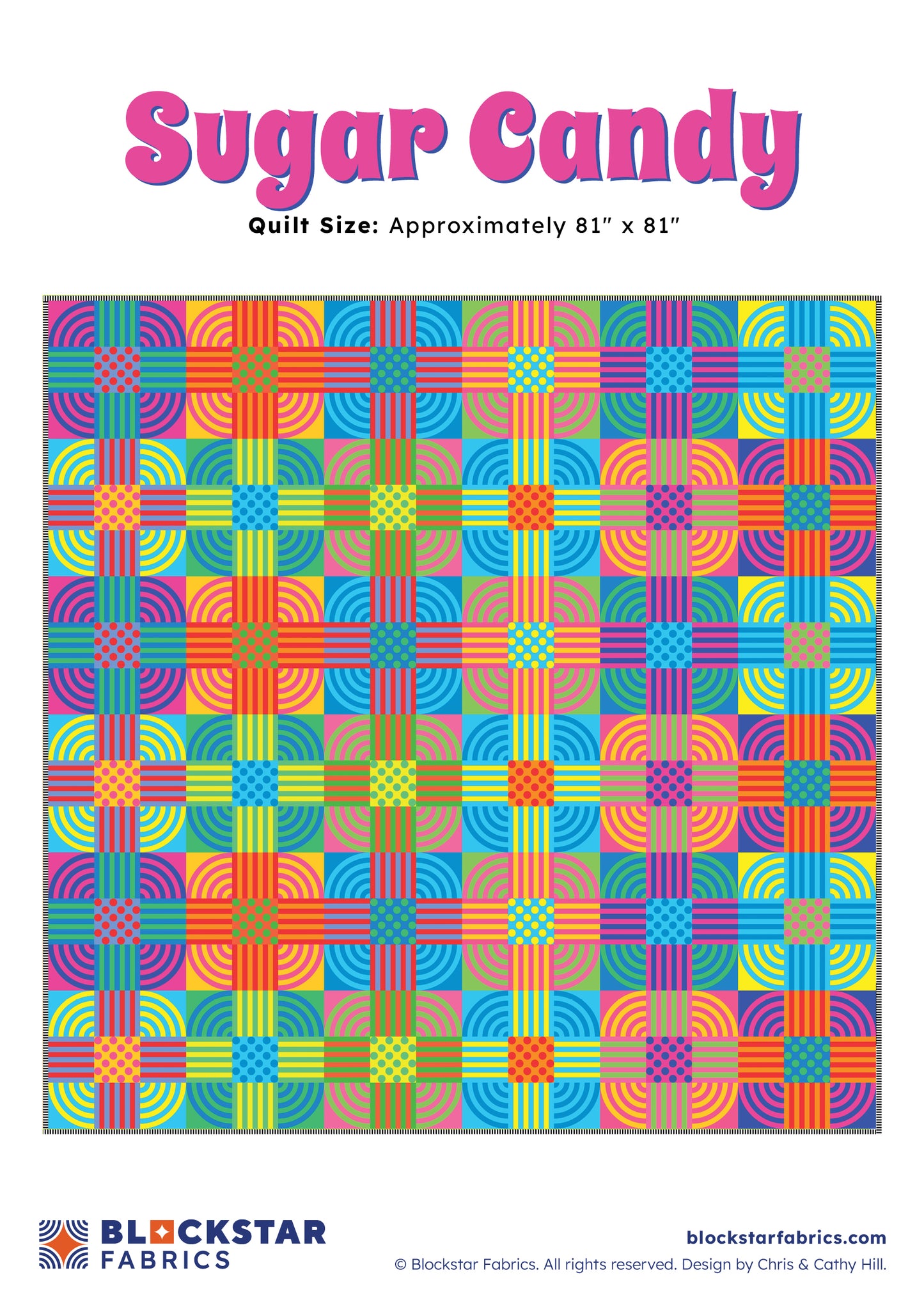 Blockstar Lollipop Sugar Candy Fabric and Pattern Kit - 81" x 81"