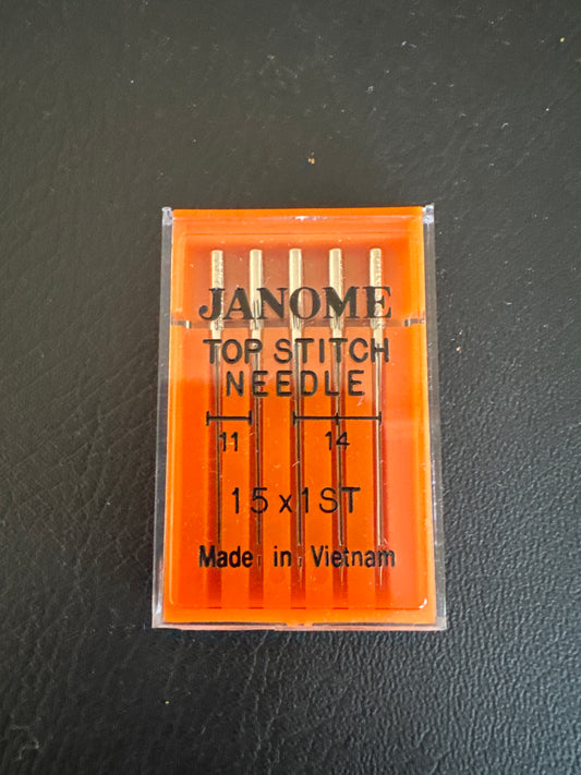 Janome Top Stitch Needles Mixed Pack of 5 - Sizes 11 & 14