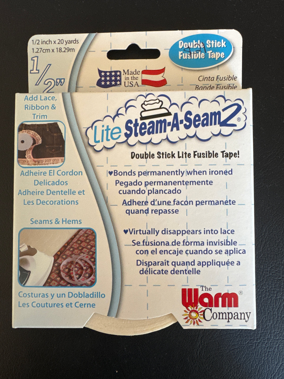 Lite Steam-A-Seam2 Double sided fusible tape - 12.7cm x 18.29m