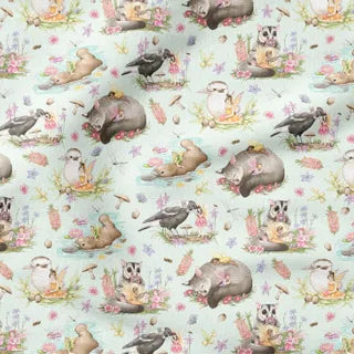 DV5603 Australian Fairy Friends Allover Fabric Mint background