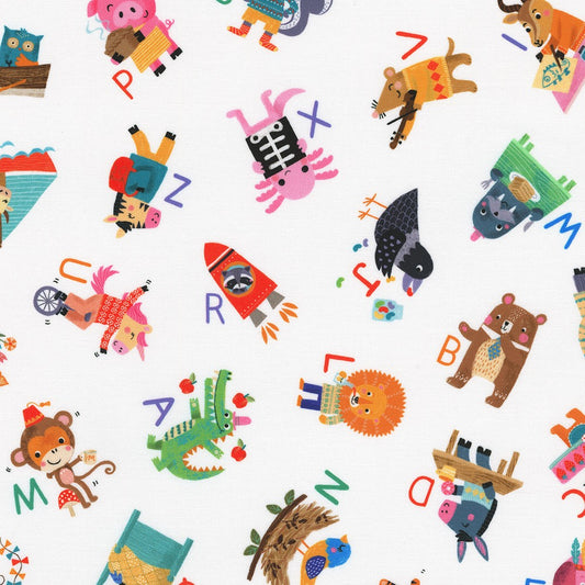 Robert Kaufman - Fun-2-3 Alphabet and Characters on a White Background