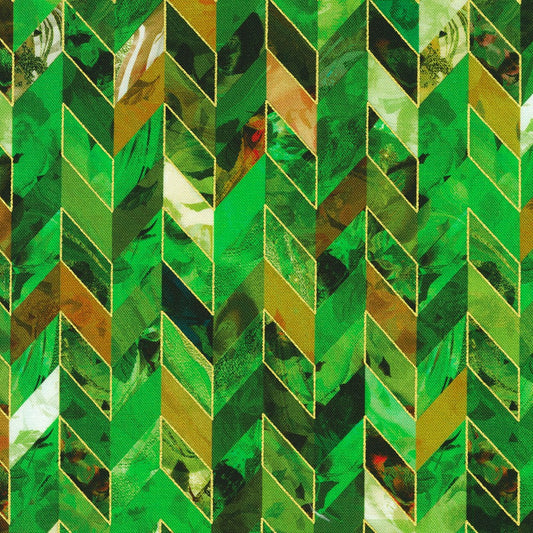 Robert Kaufman - Golden Vibes - Green Chevrons